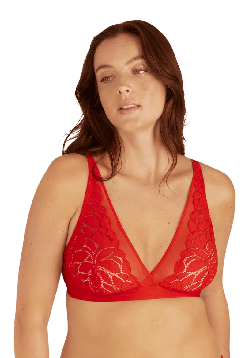 Soutien-gorge sans armatures Dentelle Prodigieuse - Rouge lumineux