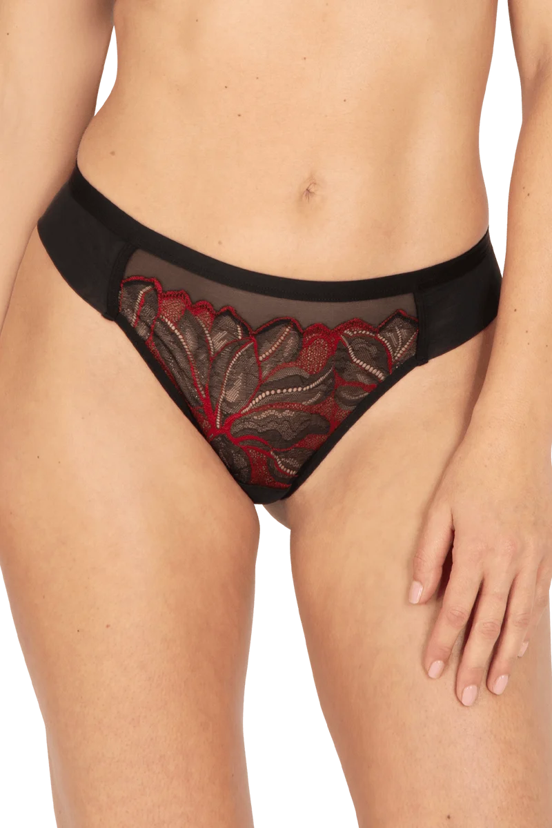 Tanga Nymphéas - Noir / Rouge