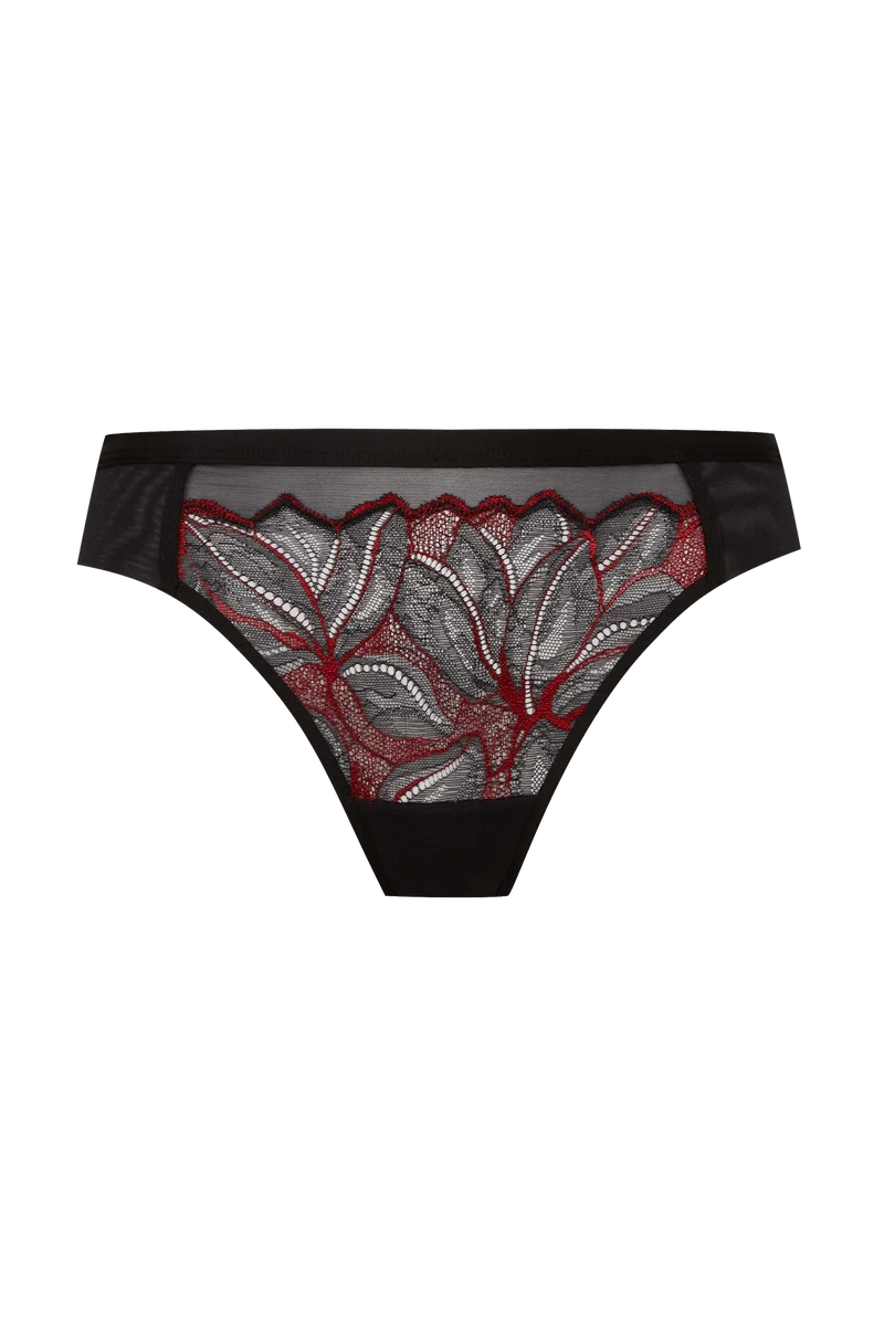 Tanga Nymphéas - Noir / Rouge