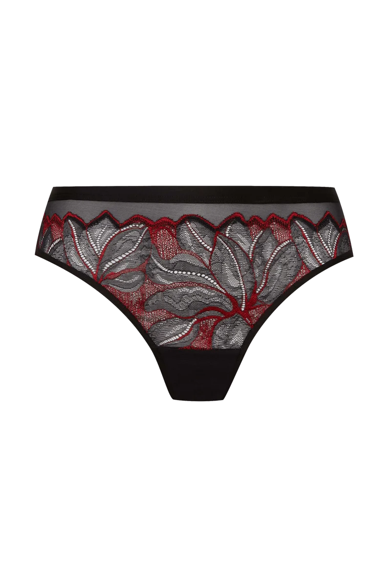 Slip Brésilien Nymphéas - Noir / rouge