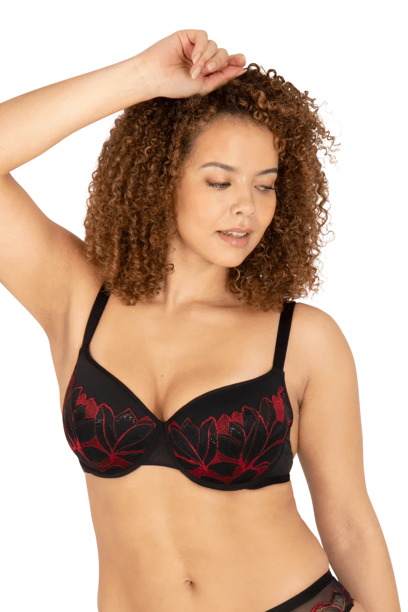 Soutien-gorge à coques Nymphéas - Noir / rouge