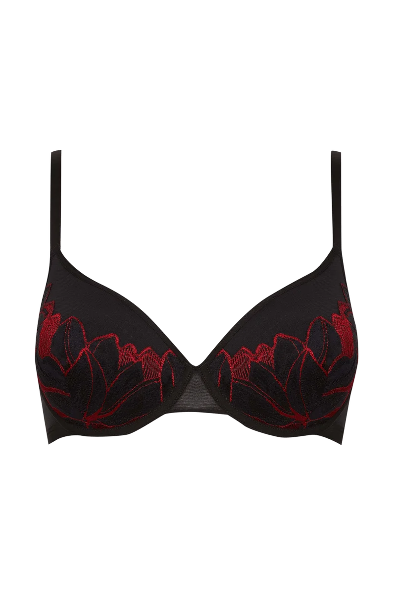 Soutien-gorge à coques Nymphéas - Noir / rouge