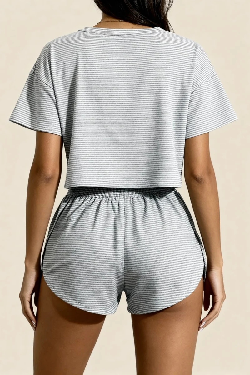 Ensemble short à fentes et crop top Carmen Gris