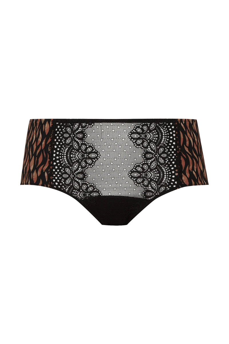 Shorty en dentelle et microfibre L'irrésistible - Fauve