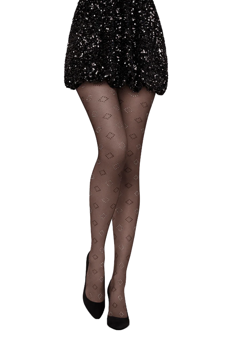 Collant Fantaisie 25D Losanges Cristal Magic Nights - Noir ébène