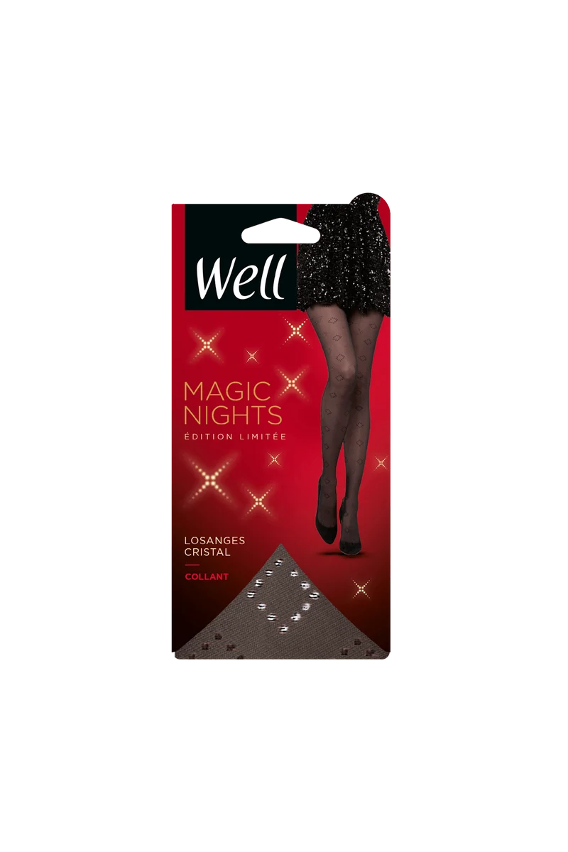 Collant Fantaisie 25D Losanges Cristal Magic Nights - Noir ébène