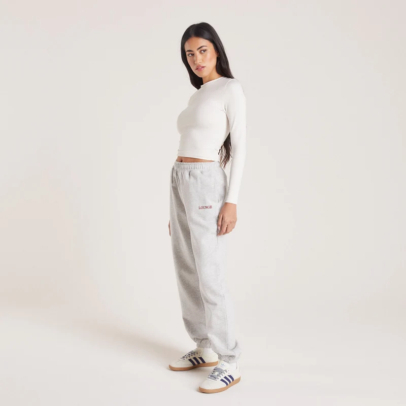 Pantalon de Jogging Resserré en Bas - Gris Chiné