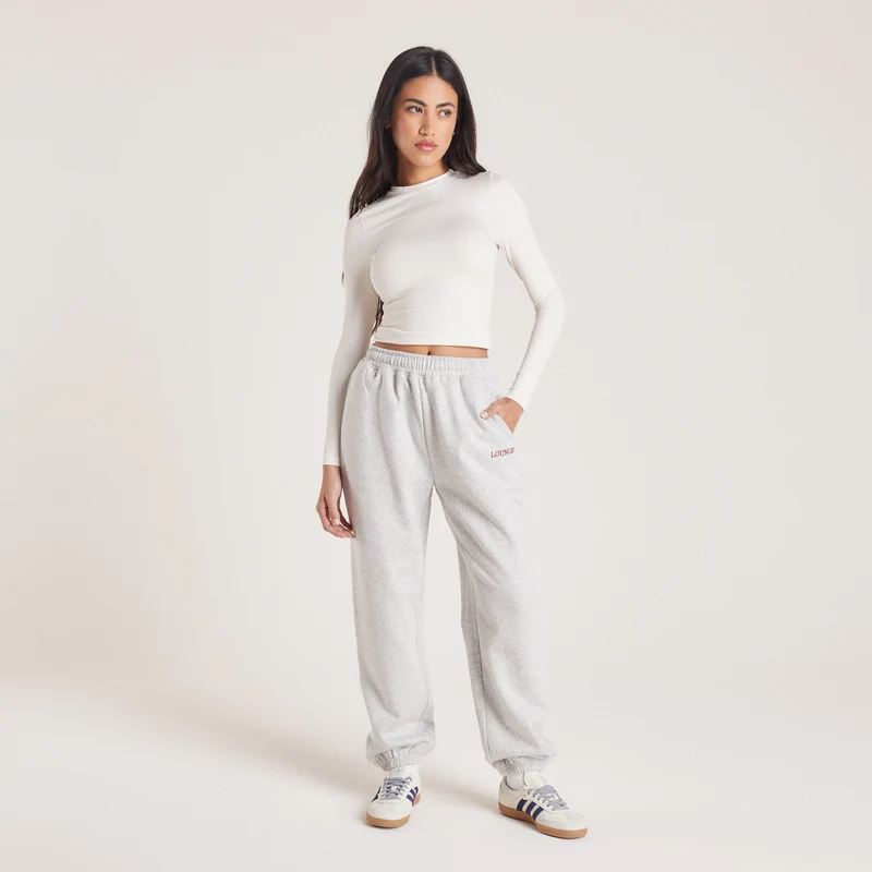 Pantalon de Jogging Resserré en Bas - Gris Chiné