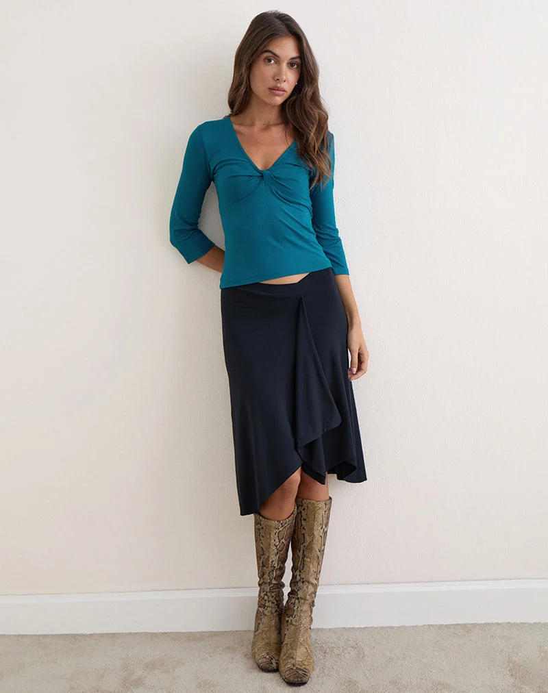 Haut « Bethany Twist » en jersey de rayonne, bleu sarcelle foncé