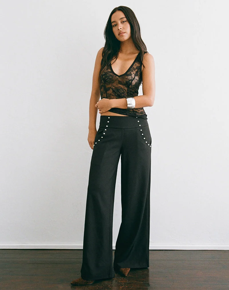 Pantalon Andota à clous, noir sur mesure