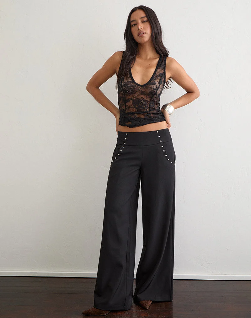 Pantalon Andota à clous, noir sur mesure