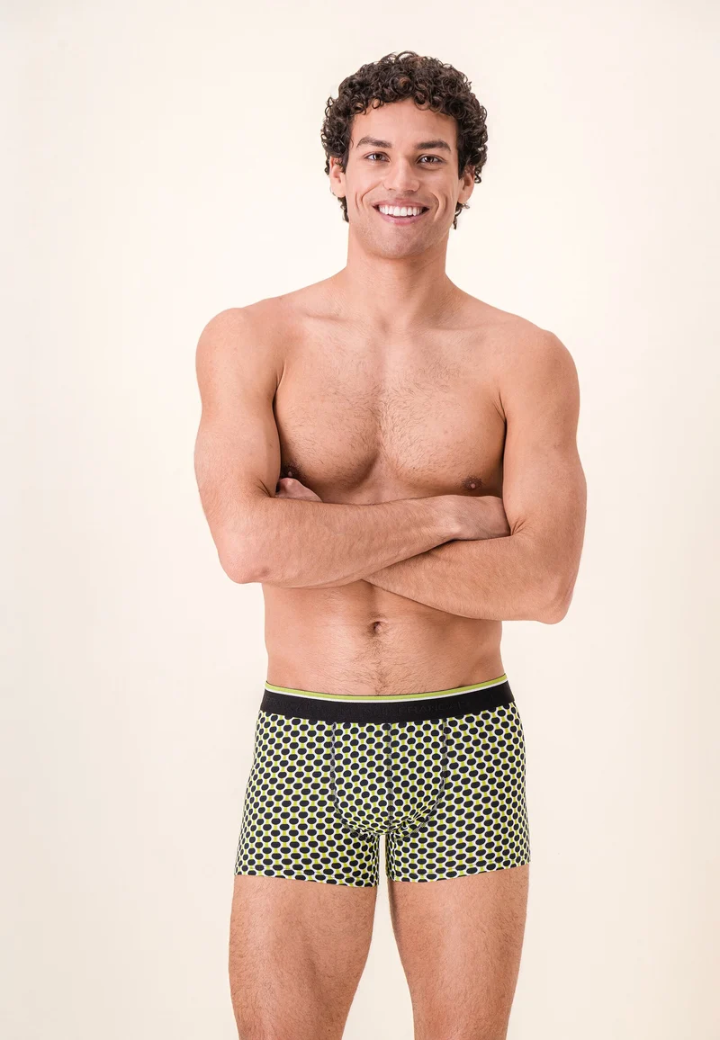 Lot de 5 boxers en coton - Boxers Raquette Jaune Anis Vert Forêt Vert Sauge Anthracite Noir