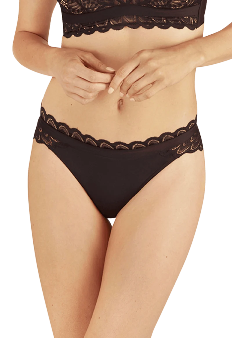 Slip brésilien Dentelle Audacieuse - Noir