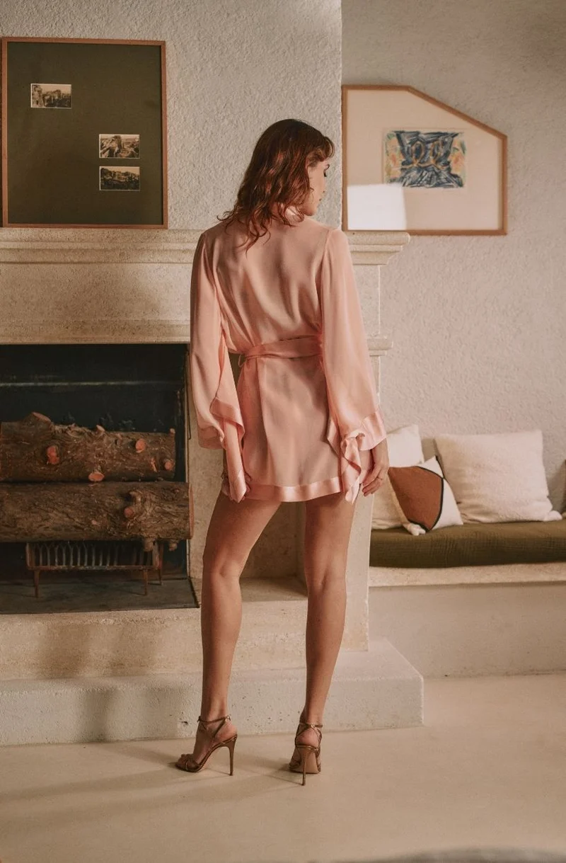 Kimono court en mousseline de soie Daniella