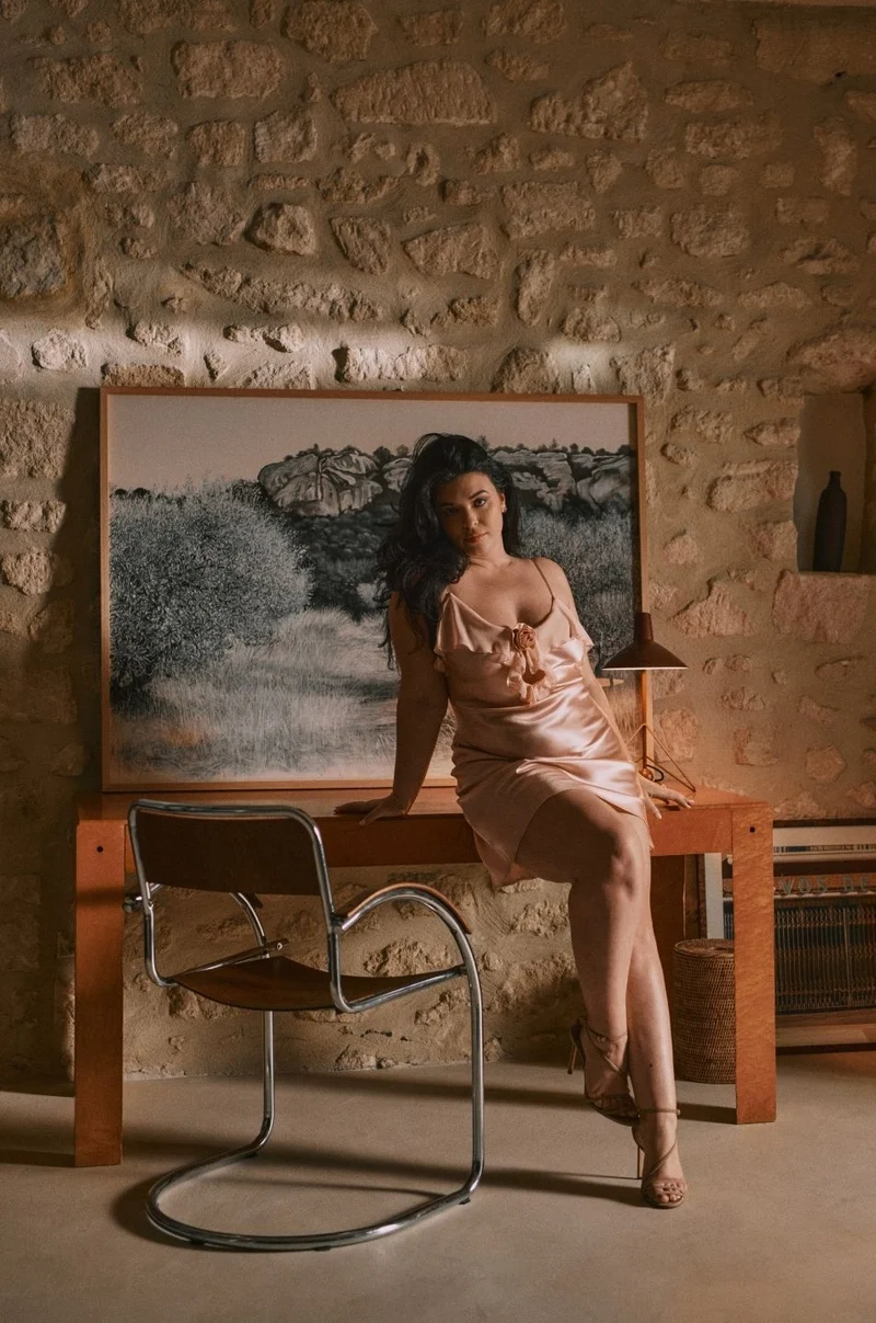 Robe nuisette en soie Daniella à volants