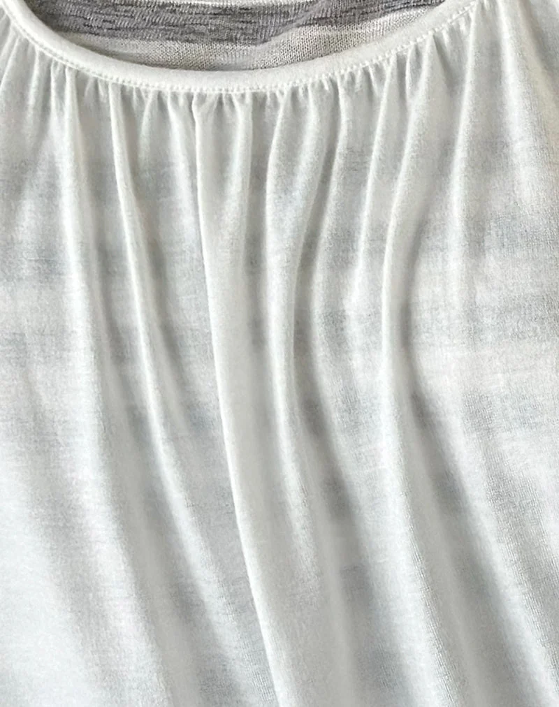 Haut double épaisseur Litzy en jersey transparent à rayures grises et blanches