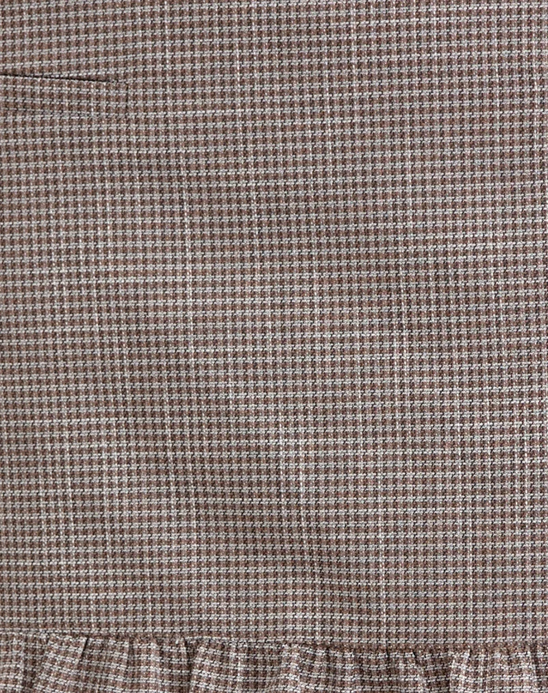 Mini-jupe Kalika à carreaux « Tailoring » marron