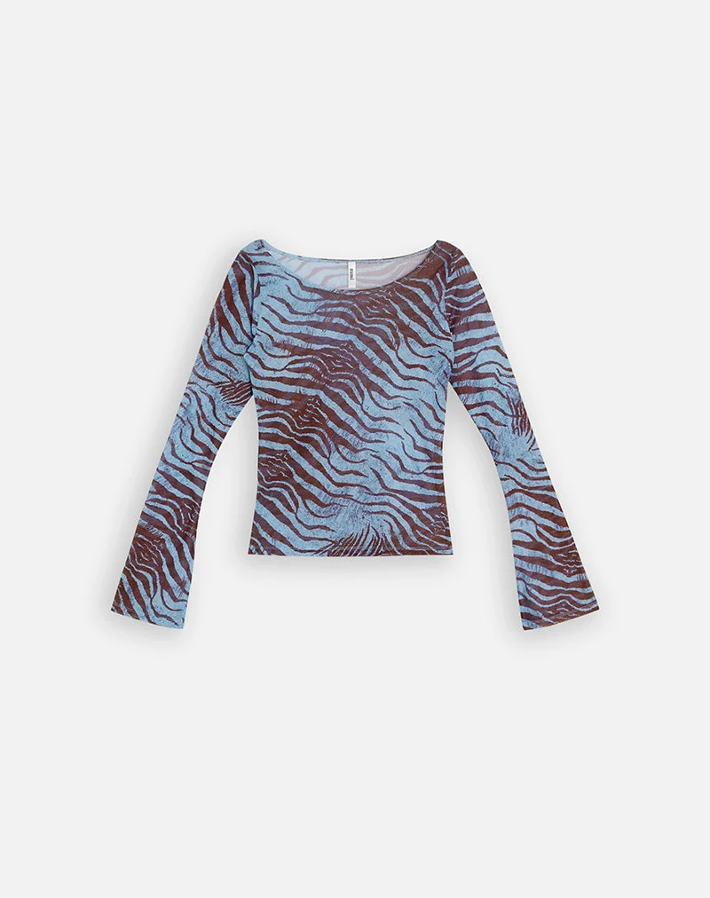 Haut à manches longues Tineko, couleur « Wild Animal Blue »