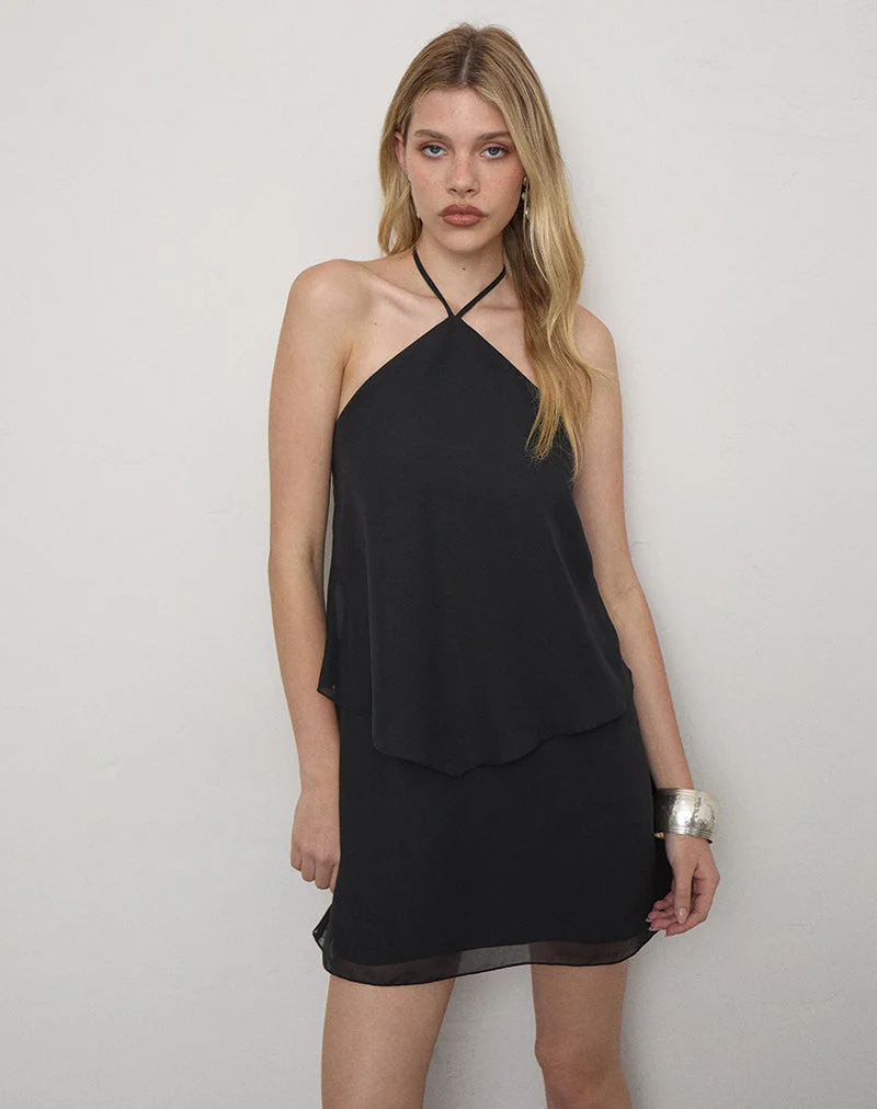 Mini-robe Milaya en mousseline noire