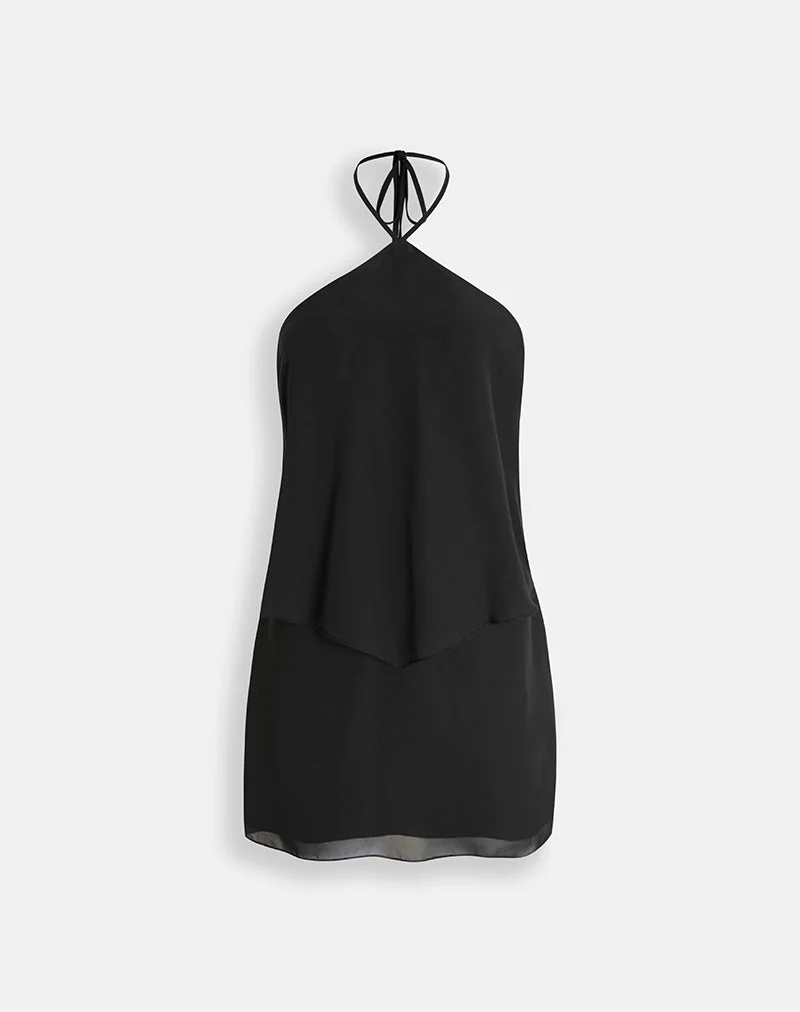 Mini-robe Milaya en mousseline noire