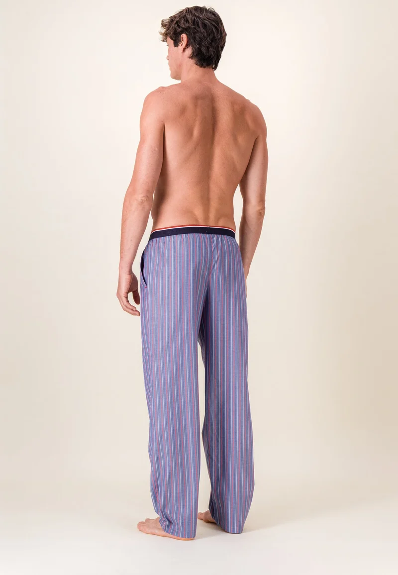 Bas de pyjama long à motif rayure en coton - Bastien Tricolores