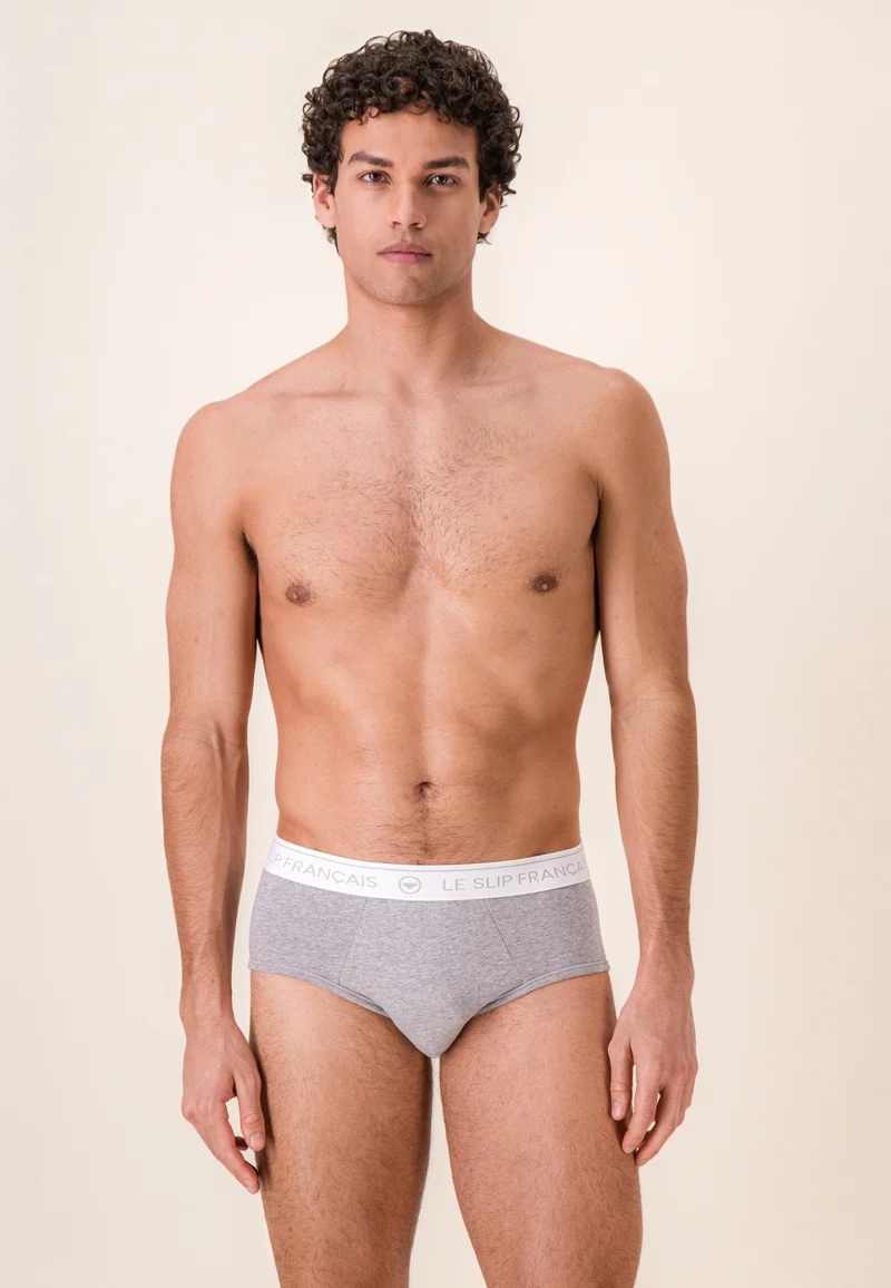Lot de 7 slips en coton - Slips Marine Gris Chiné Bleu Jean Indigo Rouge Brique Bleu Acier Bleu Ciel