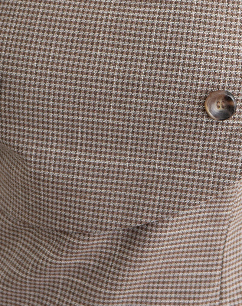 Haut Inihar à carreaux marron, coupe sur mesure