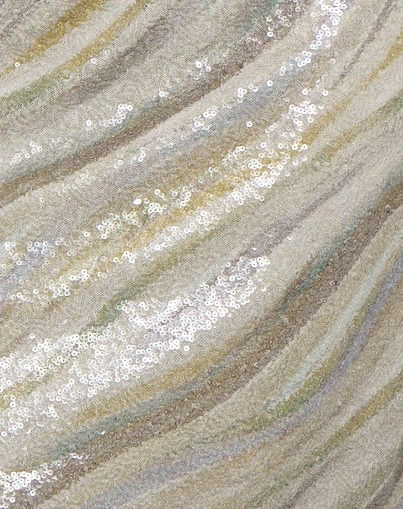 Jupe Zimi à rayures et paillettes, couleur taupe clair