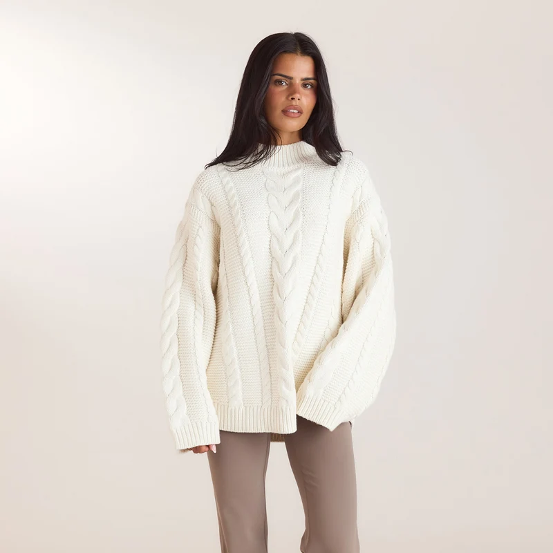 Pull Torsadé Oversize - Crème