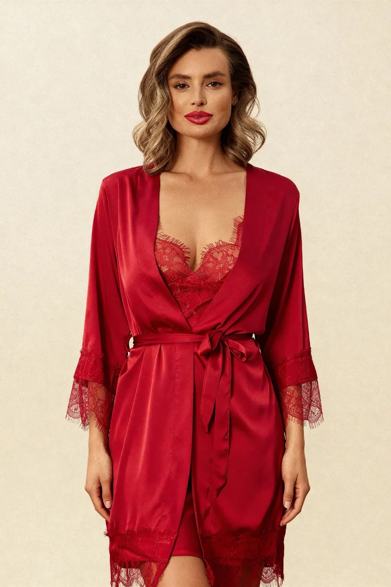 Ensemble nuisette et peignoir Titania Rouge