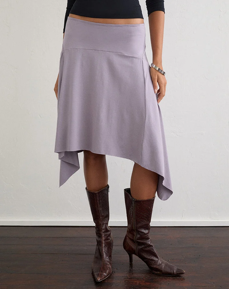 Jupe mi-longue Bilur Waterfall, couleur gris lavande