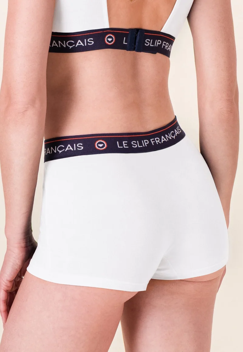 Culotte boxer femme blanche en coton - Fougueuse Blanc