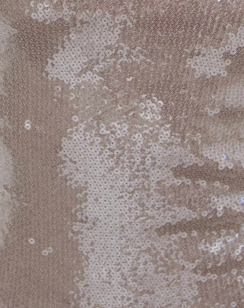 Haut Lauren à col en V, mauve à paillettes