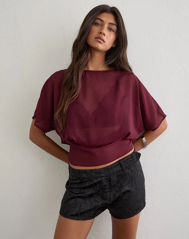 Haut Wahita en mousseline bordeaux