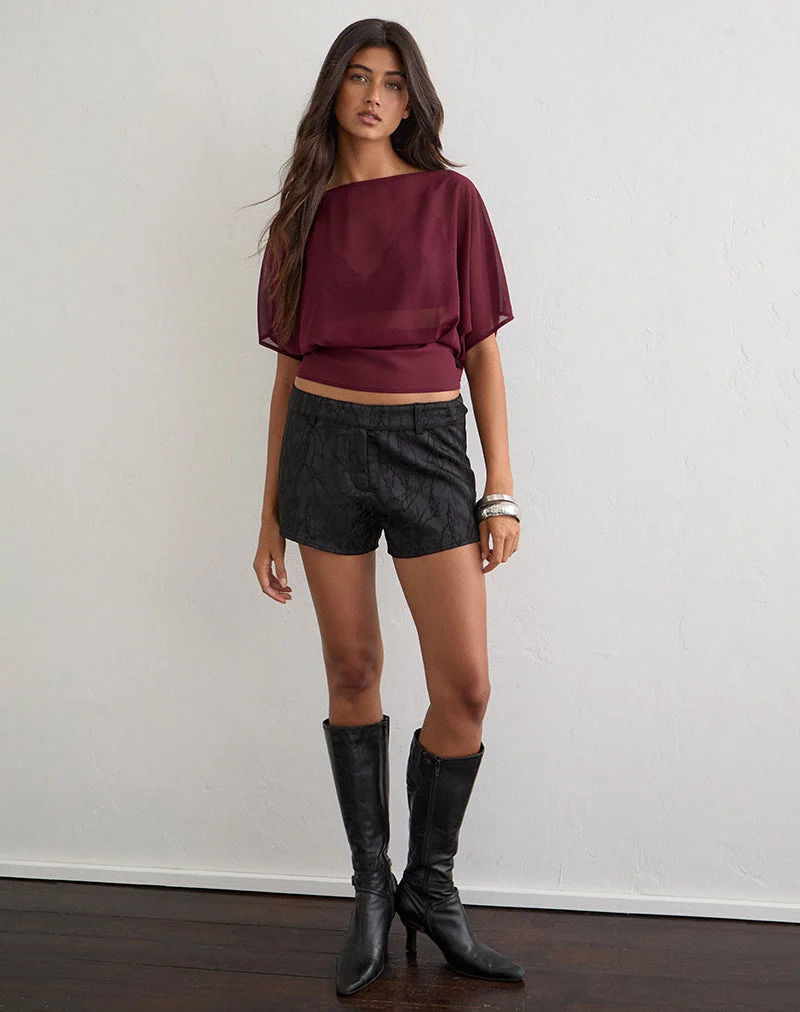 Haut Wahita en mousseline bordeaux