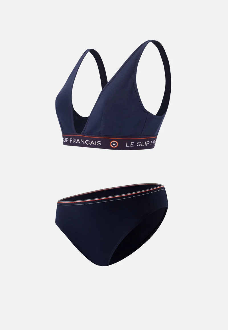 Ensemble culotte soutien-gorge triangle en coton - Ensemble Lucette Séduisante Marine