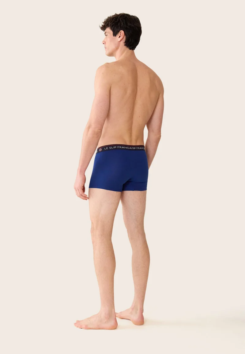 Lot de 5 boxers longs en coton - Boxers Longs Marinière Marine Indigo Noir Gris Chiné
