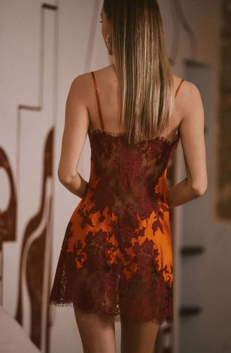 Nuisette Diane en soie et dentelle