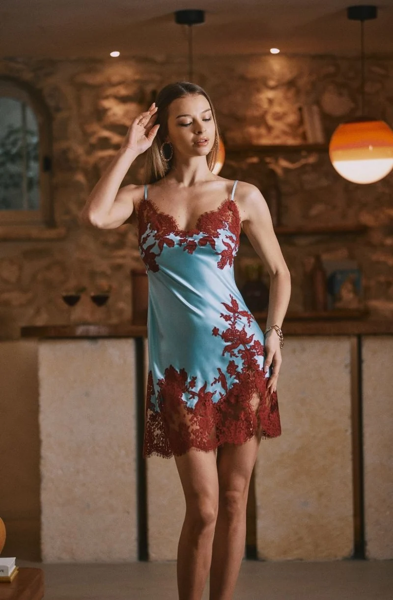 Nuisette Diane en soie et dentelle