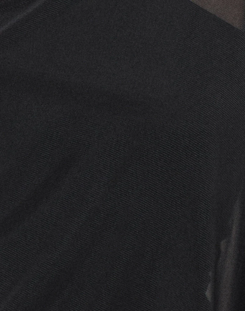 Haut asymétrique Siera avec empiècement en maille, en cupro noir