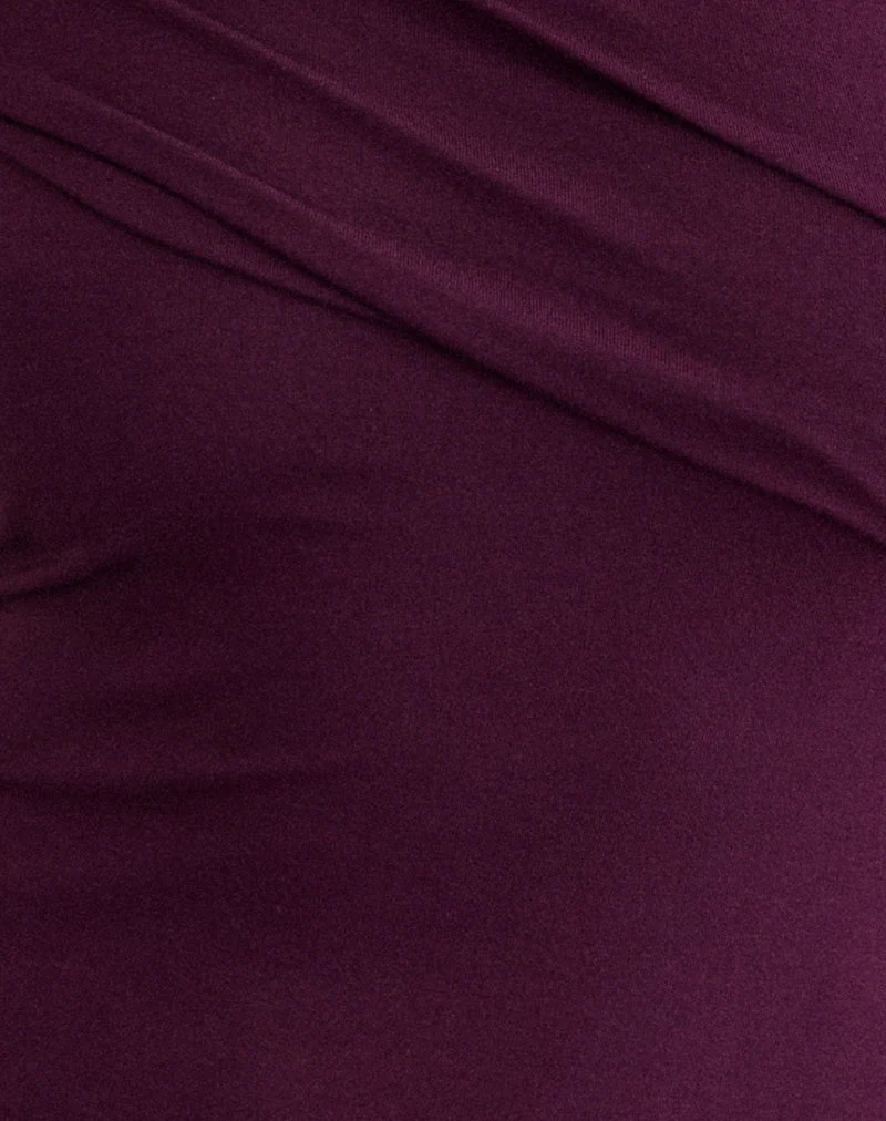 Mini-robe drapée Selindu avec cape, couleur figue