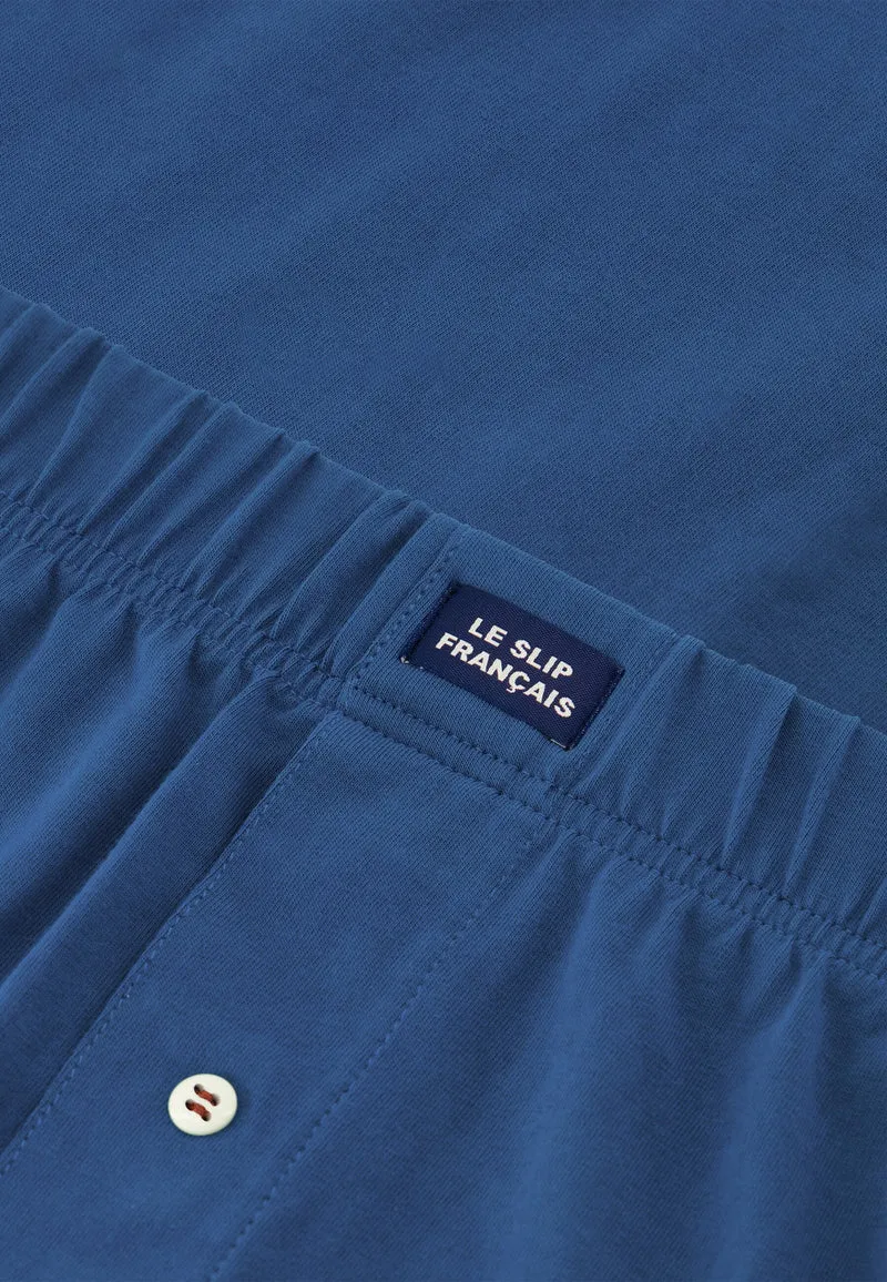 Caleçon bleu en jersey de coton - Fredo Bleu Acier