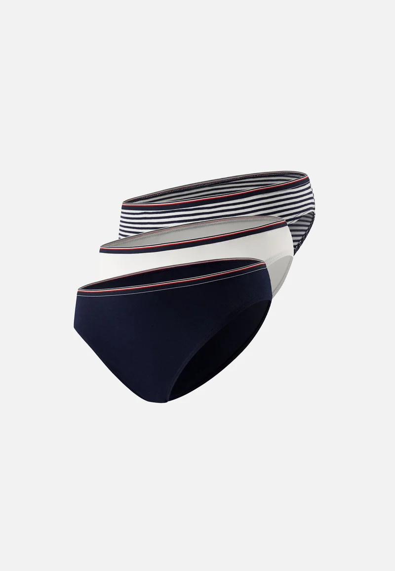 Lot de 3 culottes en coton - Lucette Marine Marinière Blanc