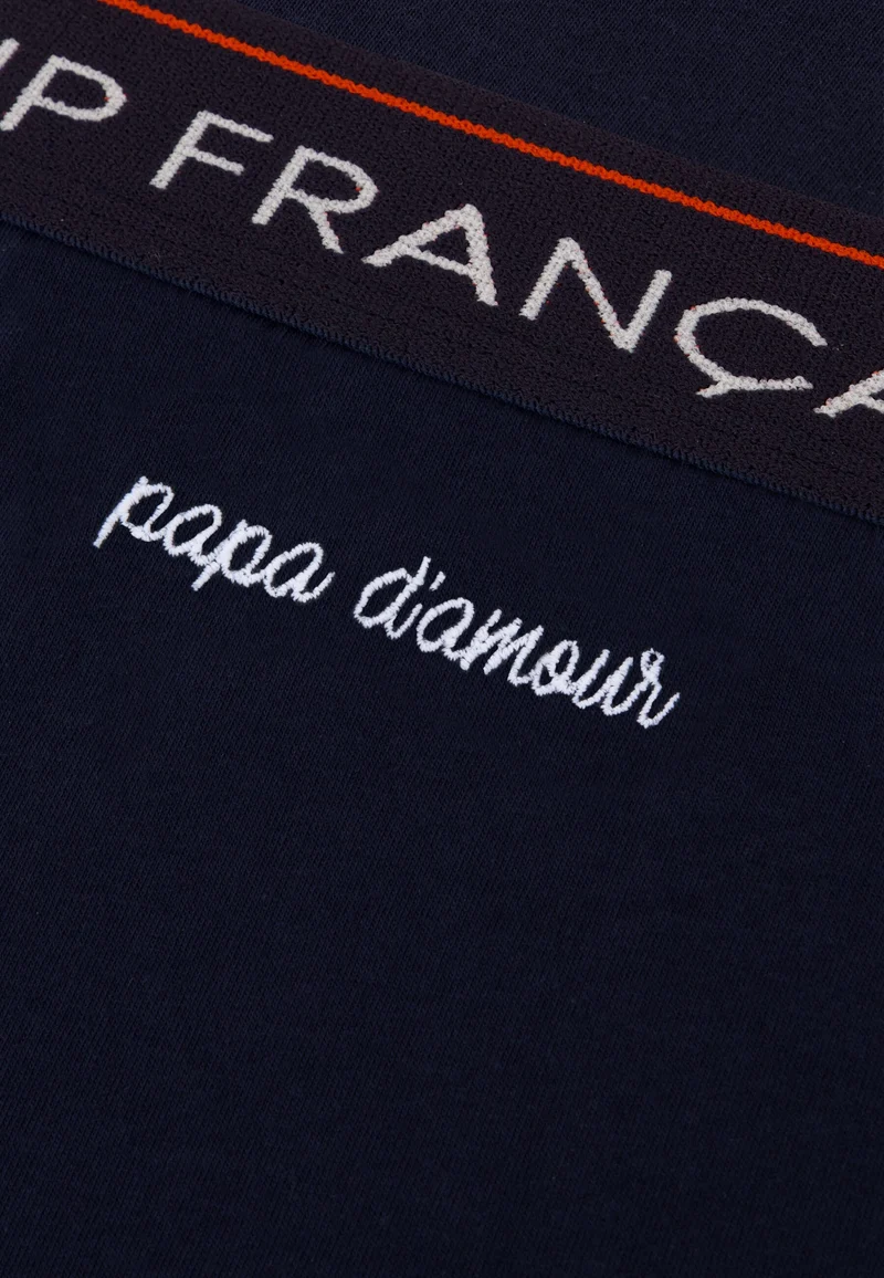 Bas de pyjama court bleu en coton - Invincible Marine Brodé Papa D'Amour