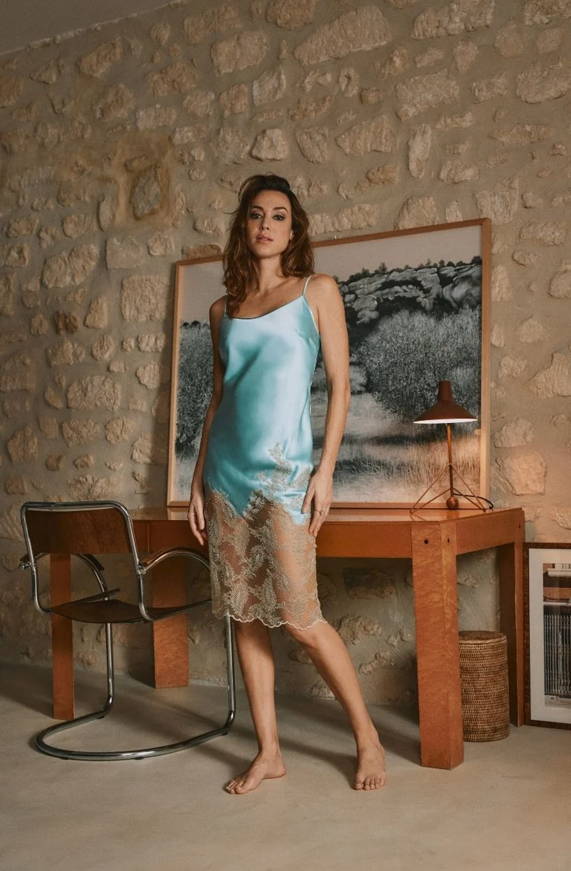 Robe nuisette Daniella en soie et dentelle