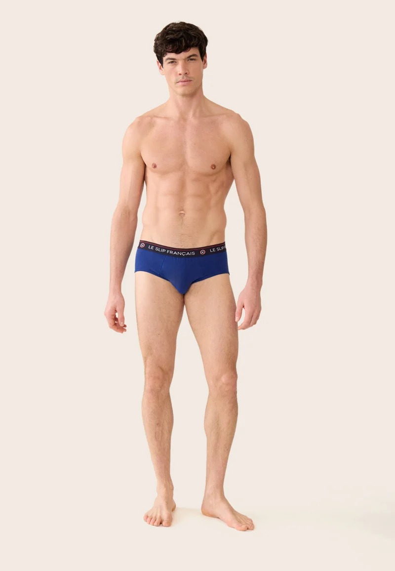 Lot de 3 slips en coton - Slips Bleu Marine Bleu Jean Et Indigo