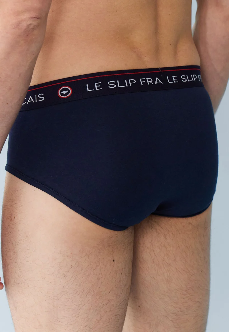 Lot de 3 slips en coton - Slips Bleu Marine Bleu Jean Et Indigo