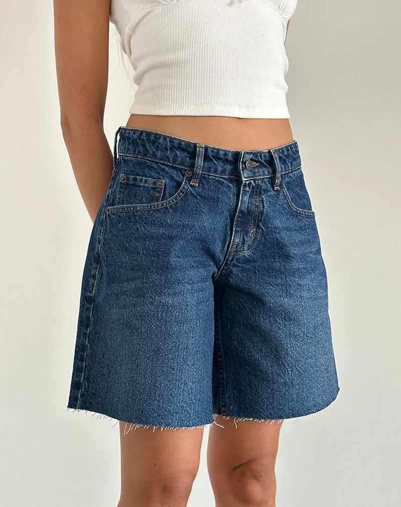 Short ample à taille basse en bleu moyen Used