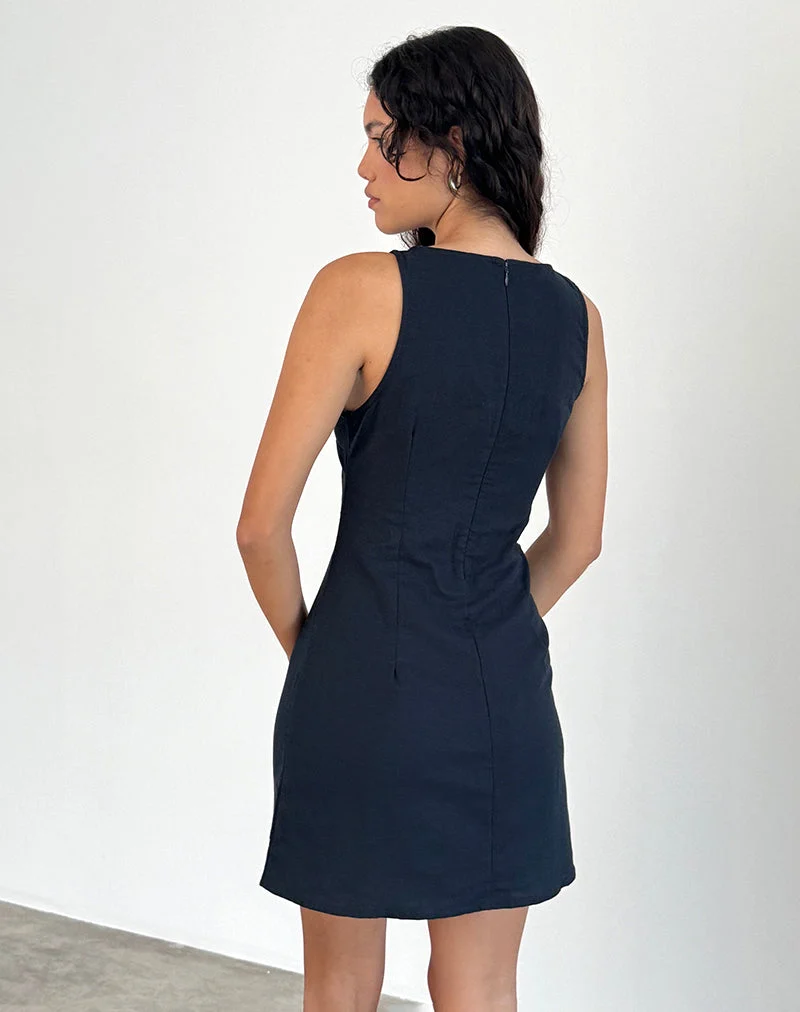 Sveta Mini robe sans manches en lin Tapshoe Black