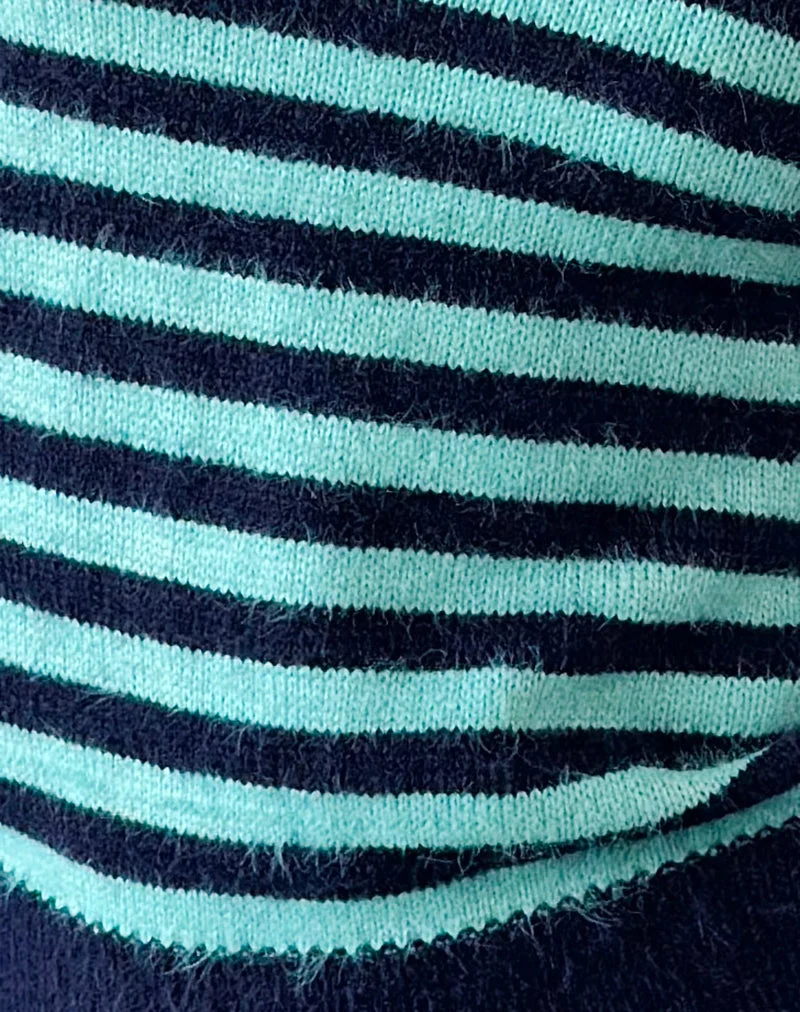 Pull Zalo en maille rayée bleu clair et bleu marine
